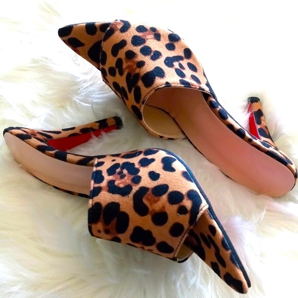 Leopard Print Trendy Minimalist Stiletto Heeled Mule Sandels (NWOT) - Picture 12 of 13